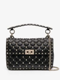 Valentino Garavani Rockstud Quilted Shoulder Bag | Black | FARFETCH at Farfetch